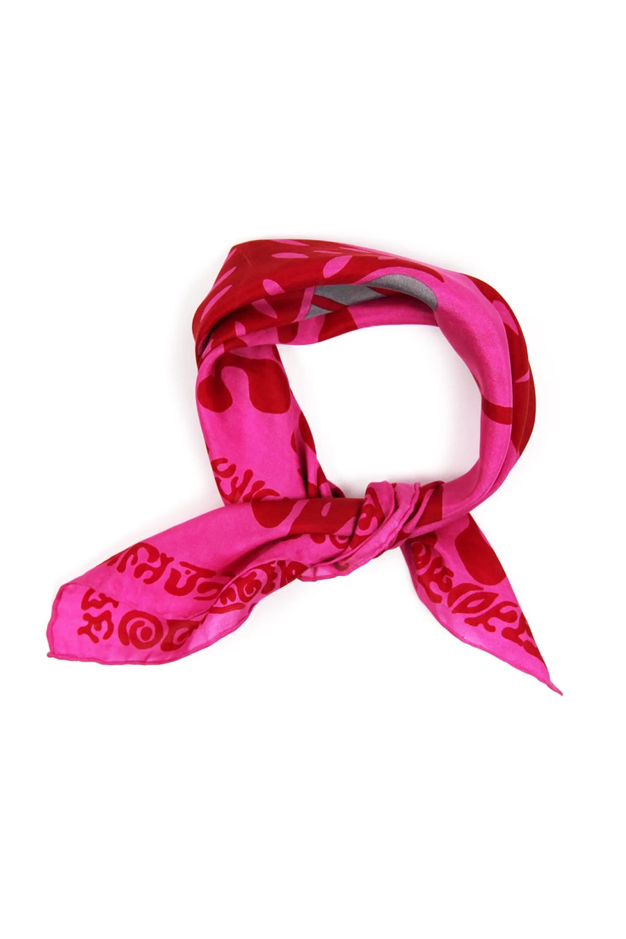 Pañuelo de seda rosa y rojo