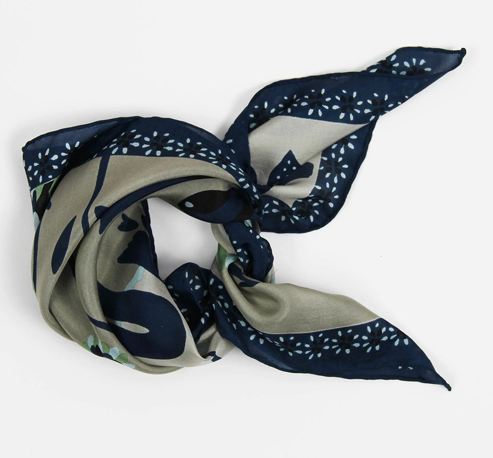 Pañuelo Seda Birdy Azul