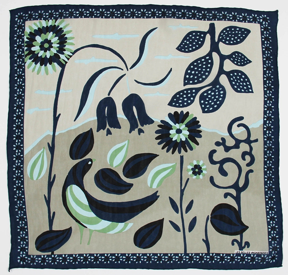 Pañuelo Seda Birdy Azul