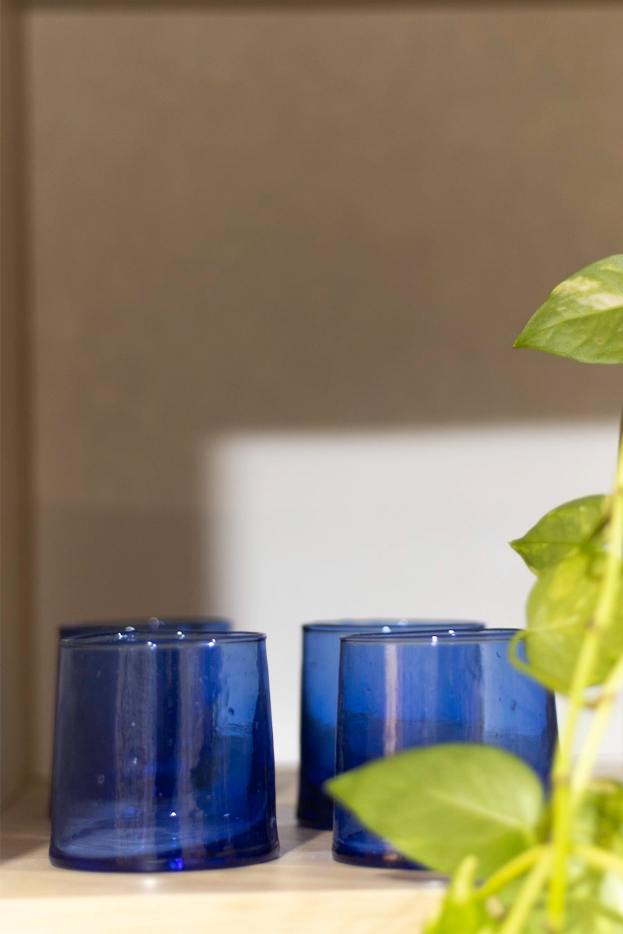 Vaso vidrio azul