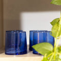 Vaso vidrio azul