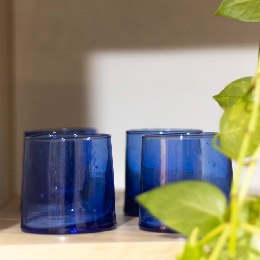 Vaso vidrio azul